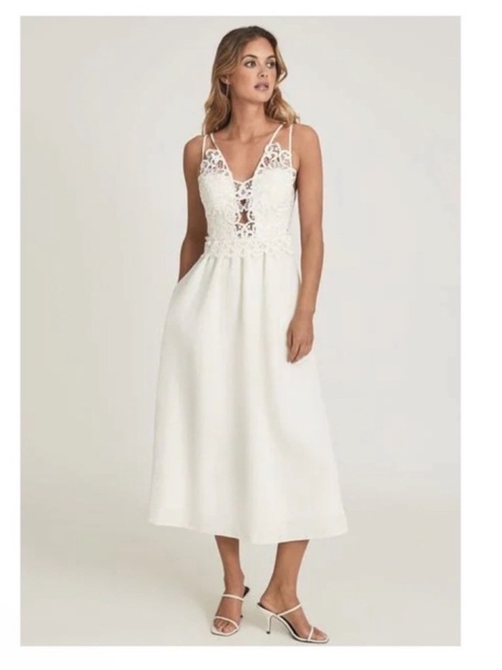 Reiss Dresses & Skirts - New! REISS Crochet Lace Midi Dress in White